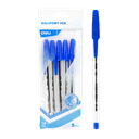 Bolígrafo azul extra Suave con tapa Deli 1mm *UMV-1 bolsa de 5und*