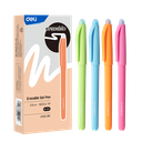 Bolígrafo negro de gel borrable c/tapa colores surt Deli *UMV-1 caja de 12und*