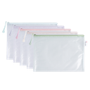 Sobre Plástico trasnparente Deli A4 c/cierre colores pastels *UMV-1pack de 10 unid*