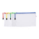 Sobre Plástico transparente Deli A5 c/cierre colores *UMV-1pack de 10 unid*