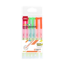 Set Resaltador Doble Punta 4 Colores p/biselada Blister-Deli *UMV- 6 blister*
